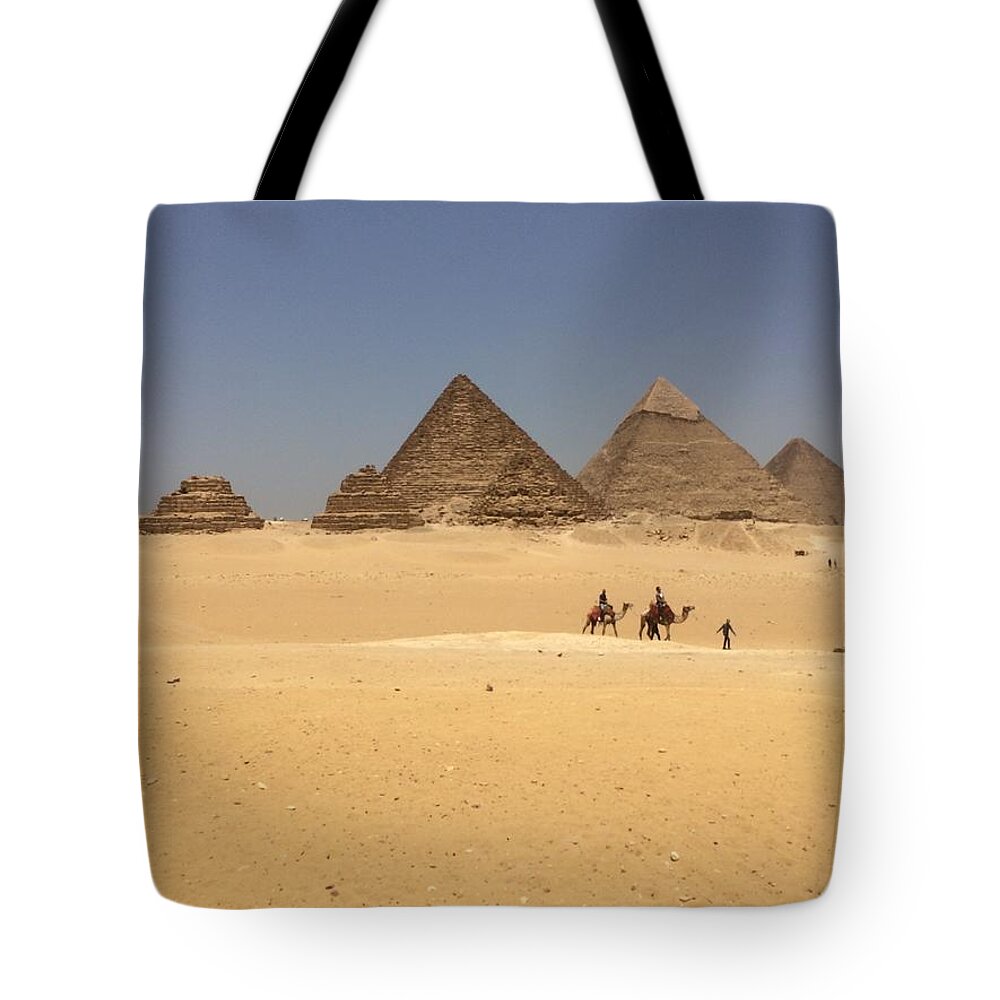 Giza Tote Bag featuring the photograph Great Pyramids #1 by Trevor Grassi
