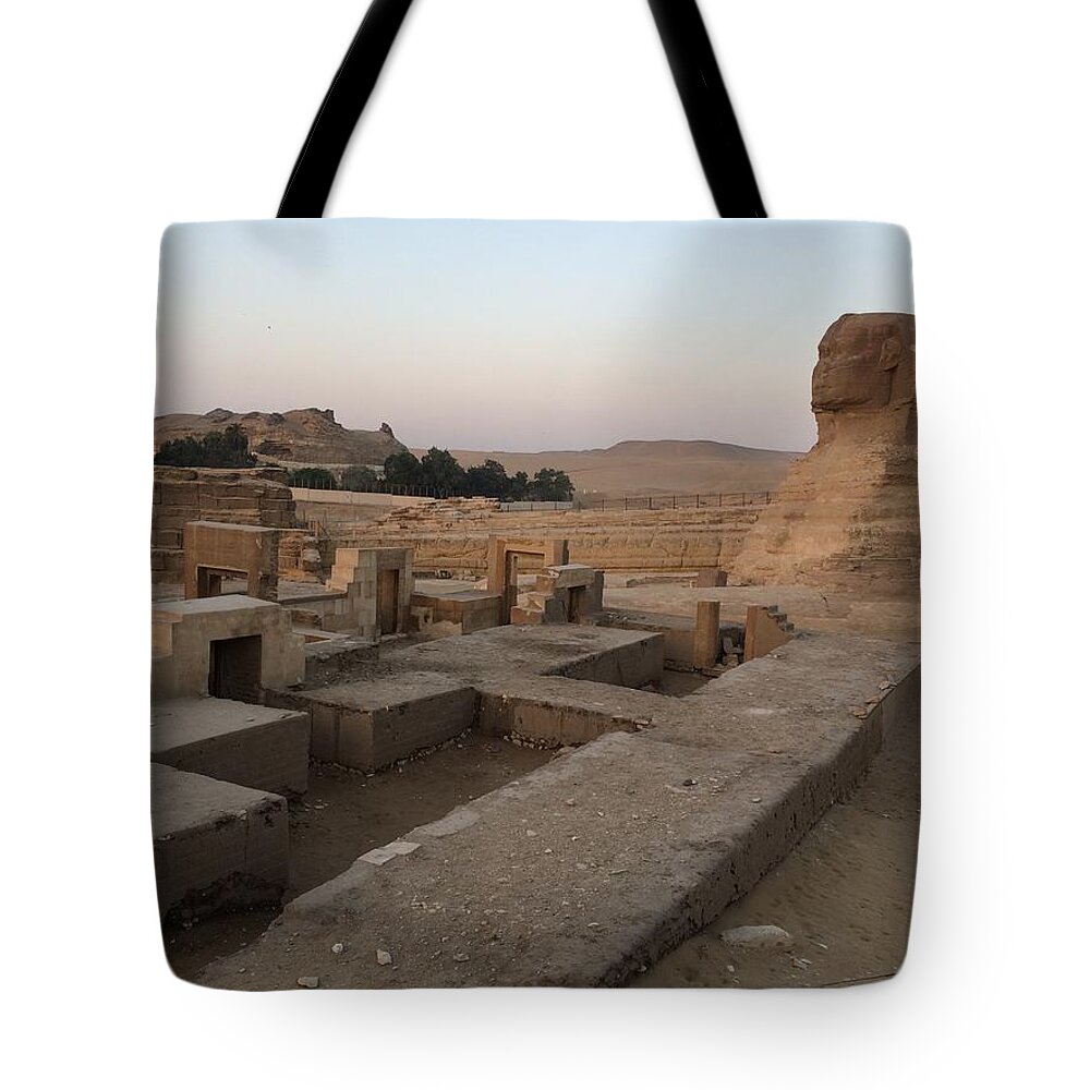 Giza Tote Bag featuring the photograph Great Sphinx #1 by Trevor Grassi