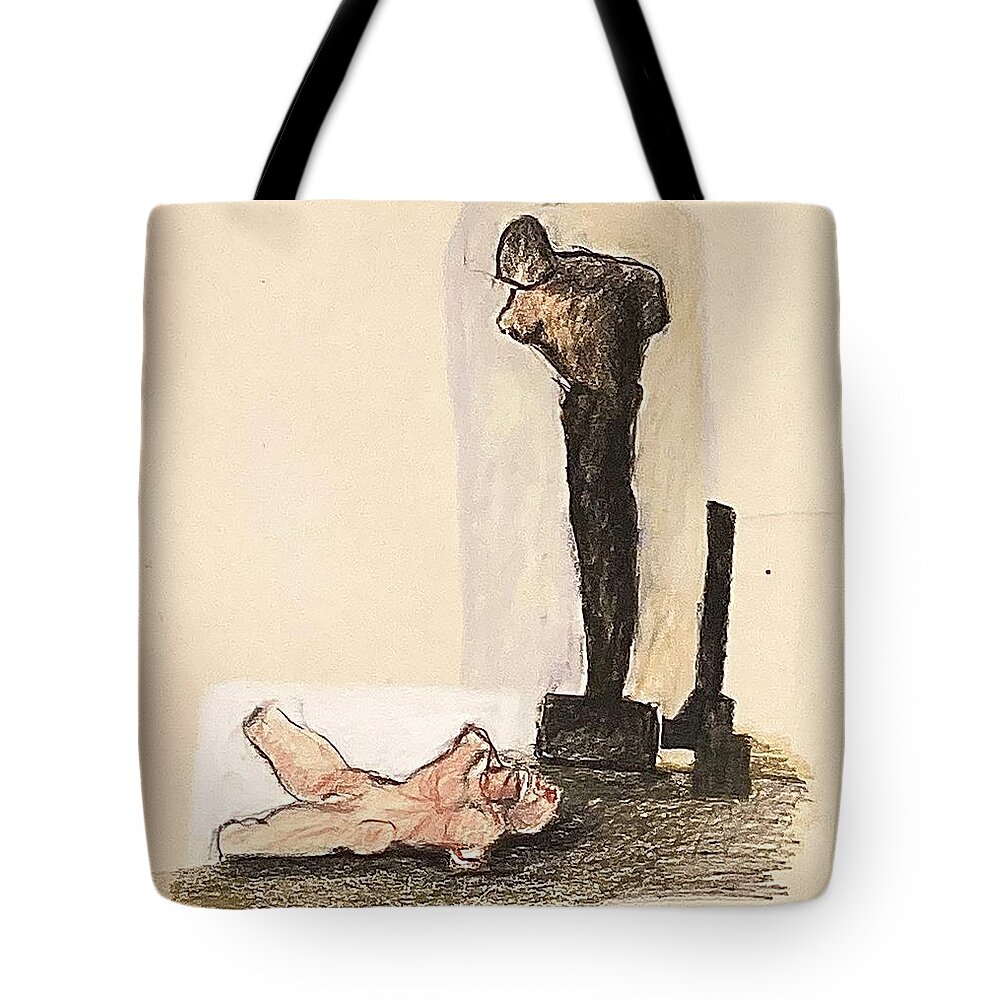Silhouette Tote Bag featuring the drawing Guilt #2 by David Euler