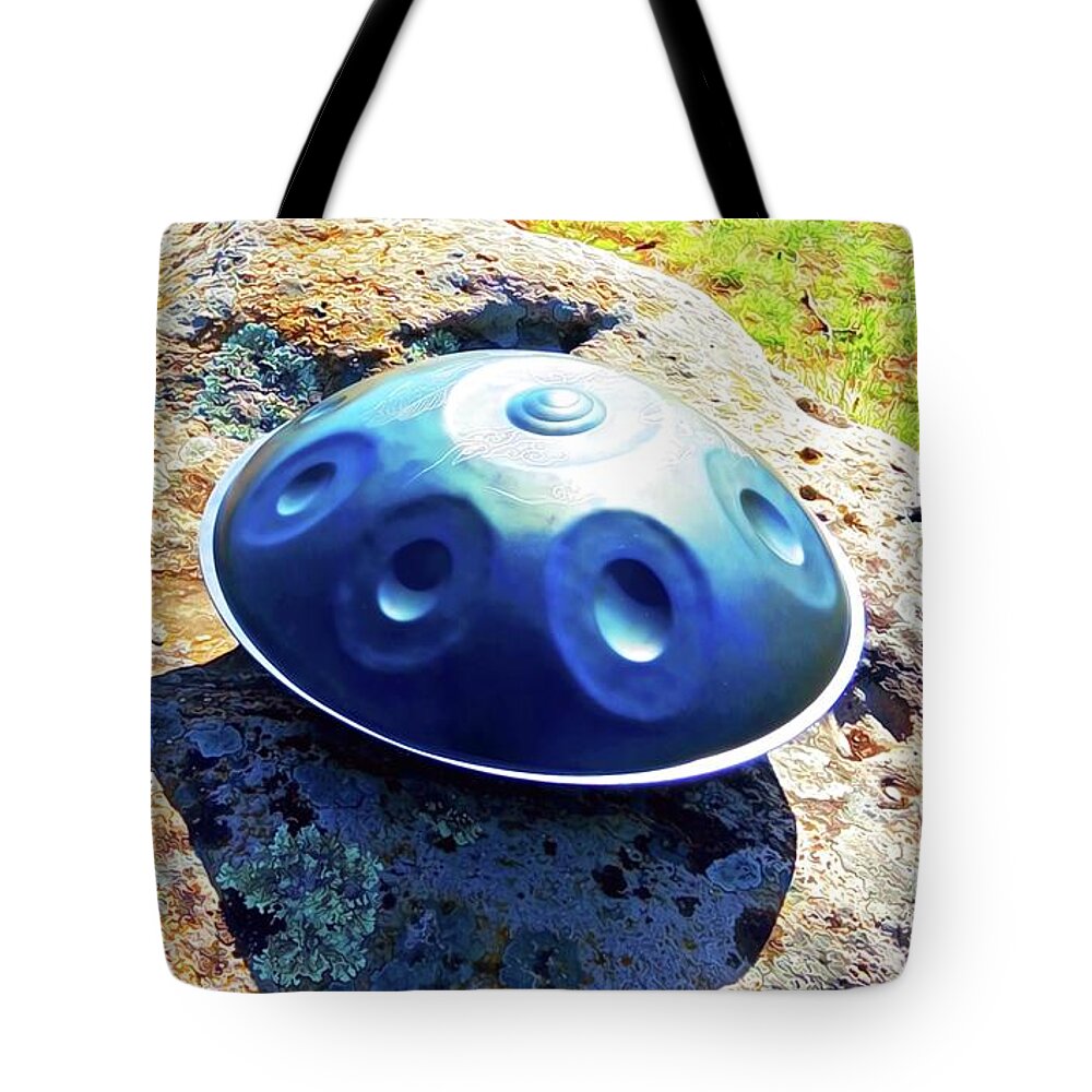 Handpan Tote Bag featuring the photograph Handpan on the rock #1 by Alexa Szlavics