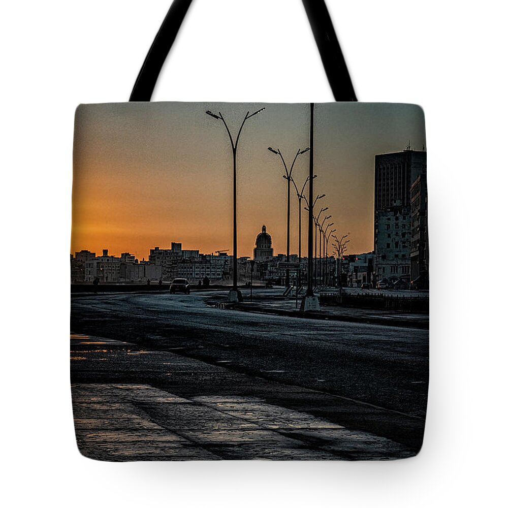 Havana Cuba Tote Bag featuring the photograph Havana Sunrise #1 by Tom Singleton