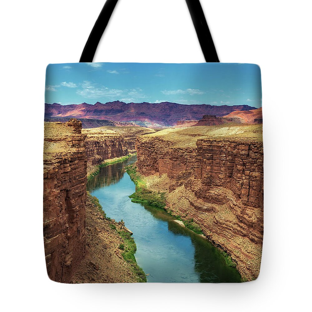Headwaters Grand Canyon Lee's Ferry River Arizona Landscape Fstop101 Water Blue Clouds Sky Tote Bag featuring the photograph Headwaters of the Grand Canyon #2 by Geno Lee