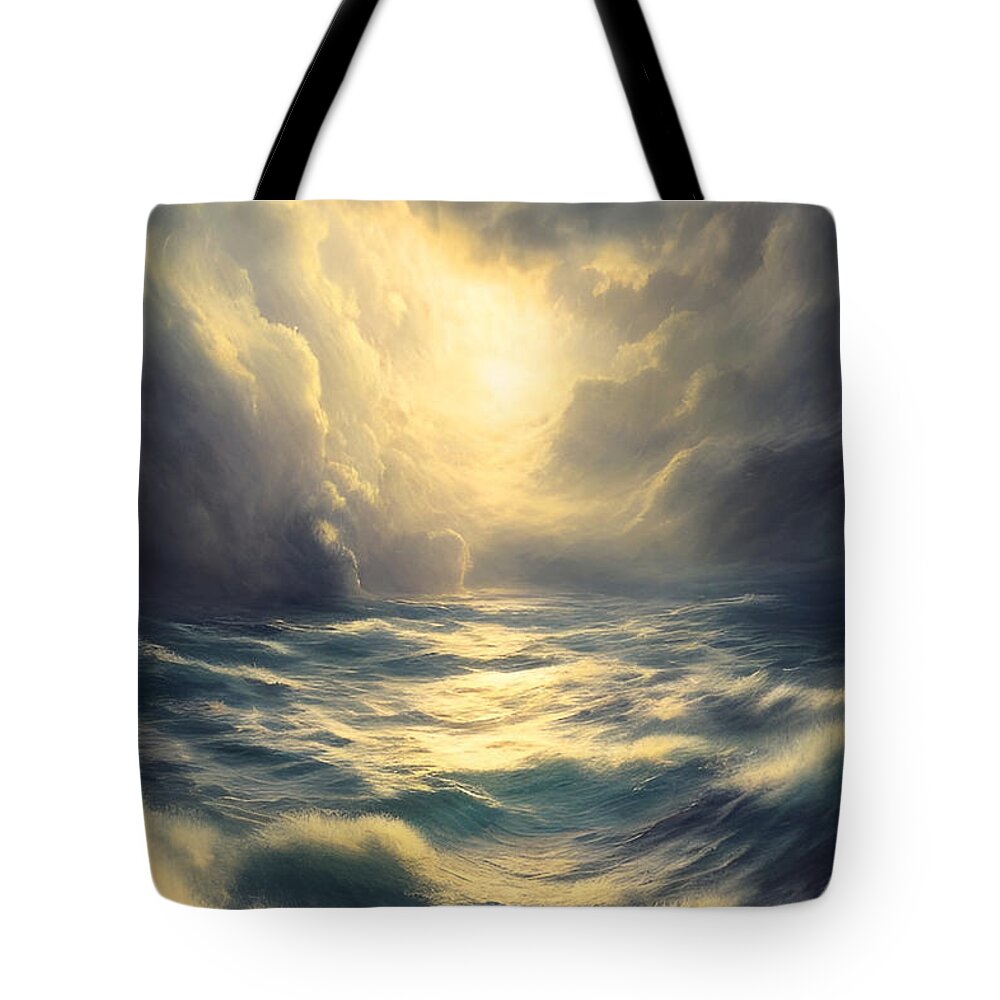 Storm Tote Bag featuring the digital art Hope on the Horizon #2 by Bonnie Bruno