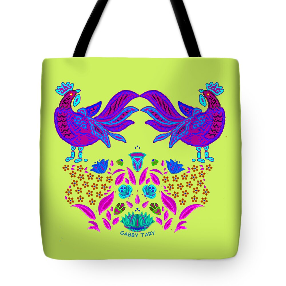 Hungarian Christmas Rooster Tote Bag featuring the painting Hungarian Christmas Rooster #3 by Gabby Tary