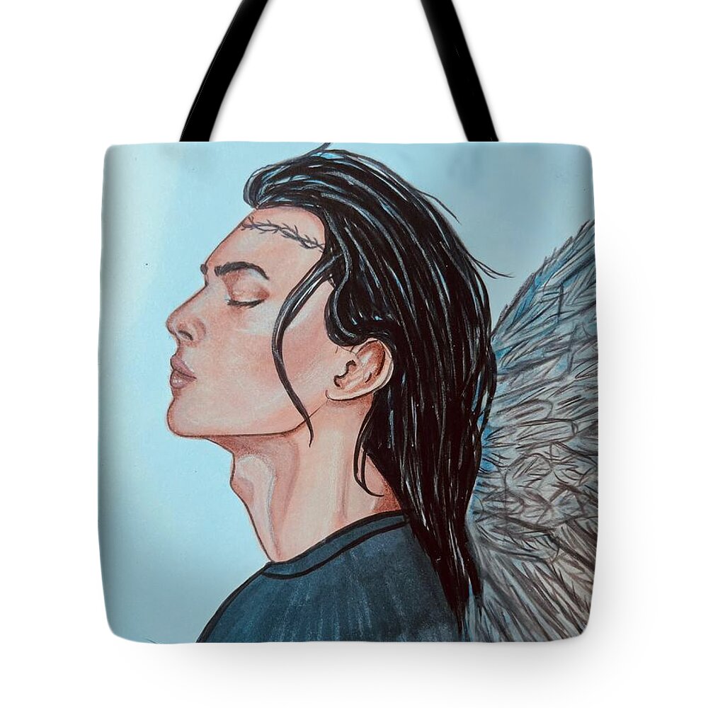Hunt Tote Bag featuring the drawing Hunt #1 by Rebecca Wood