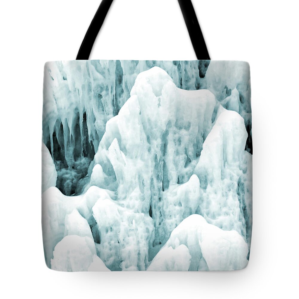White Tote Bag featuring the photograph Ice Background #1 by Mikhail Kokhanchikov