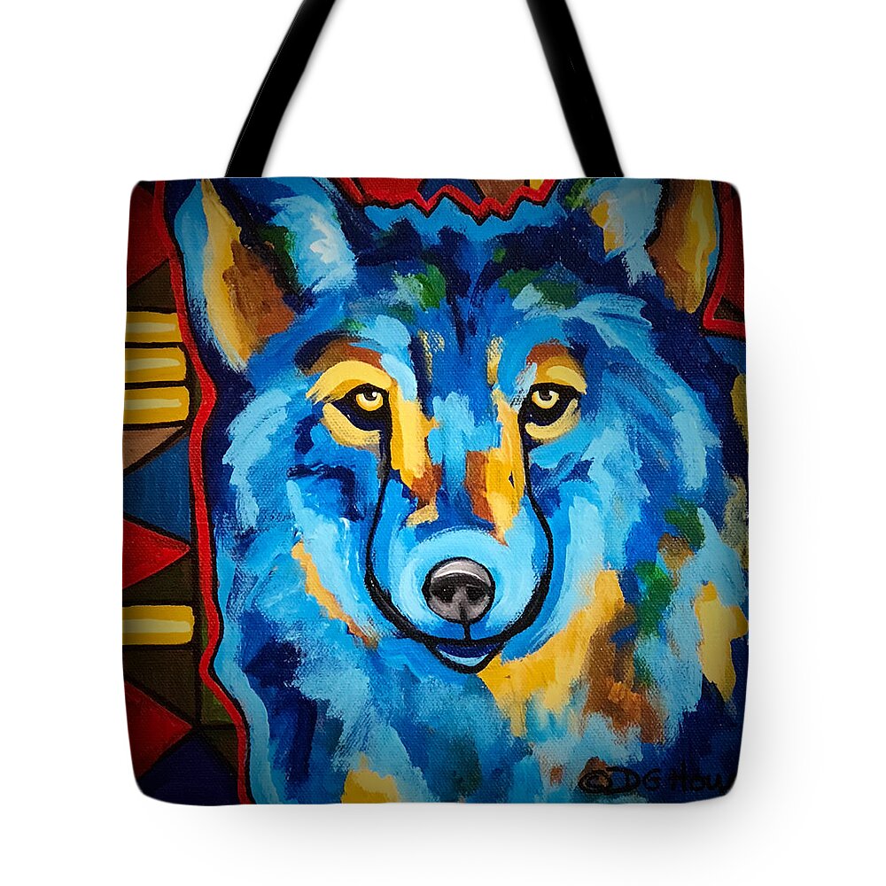 Wolf Tote Bag featuring the painting Just One Look by DG House