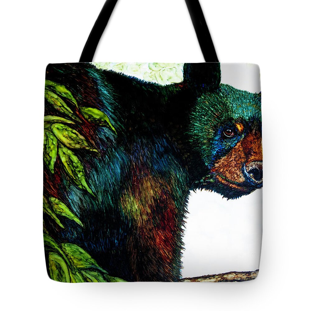 Bear Tote Bag featuring the painting Just Sitting #1 by Jan Killian