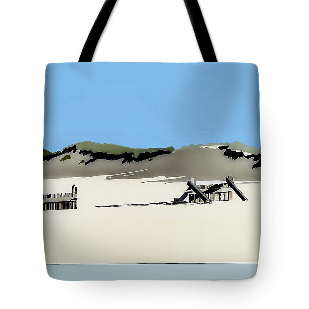 Lossiemouth Tote Bag featuring the digital art Lossiemouth East Beach by John Mckenzie