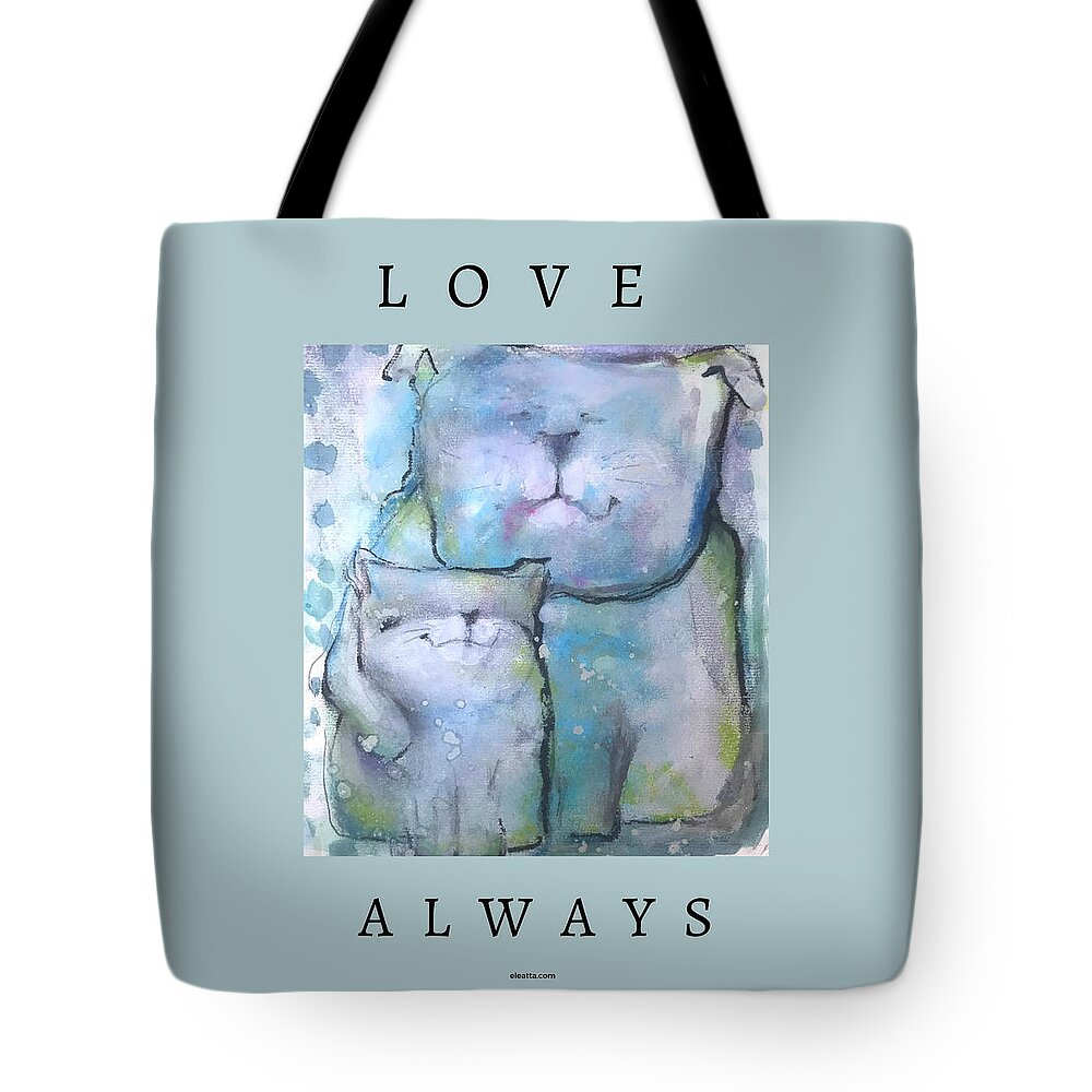 Unique Whimsical Art Tote Bag featuring the mixed media Love Always #1 by Eleatta Diver