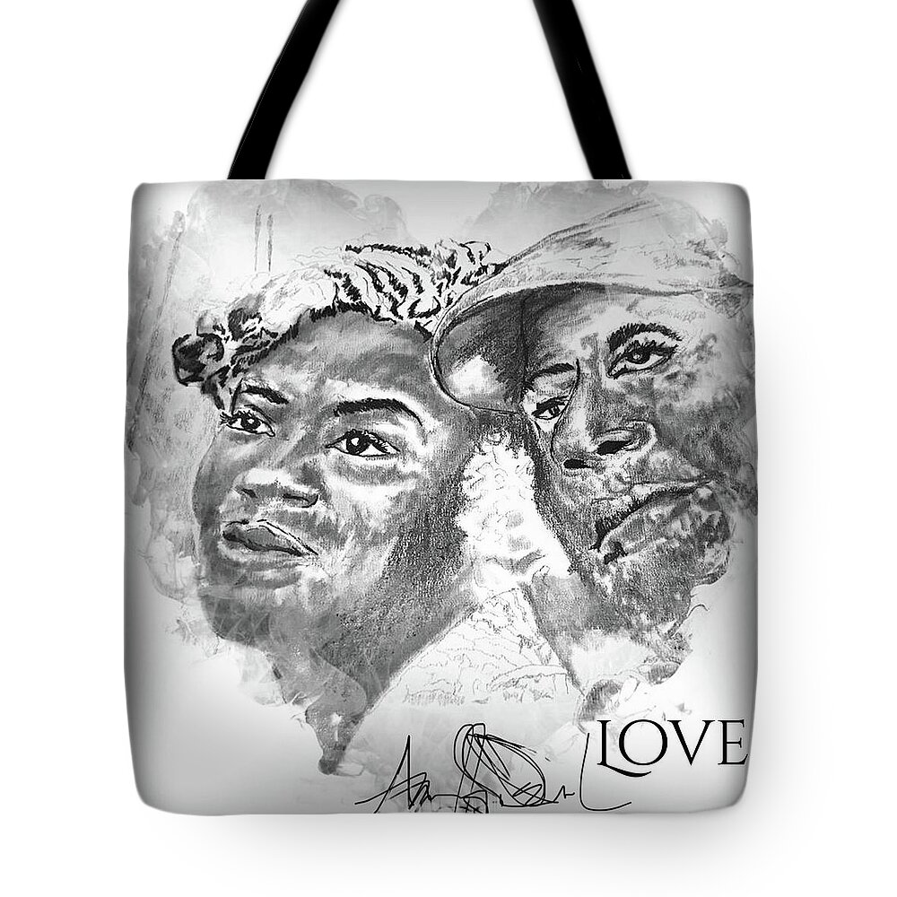  Tote Bag featuring the drawing Love by Angie ONeal
