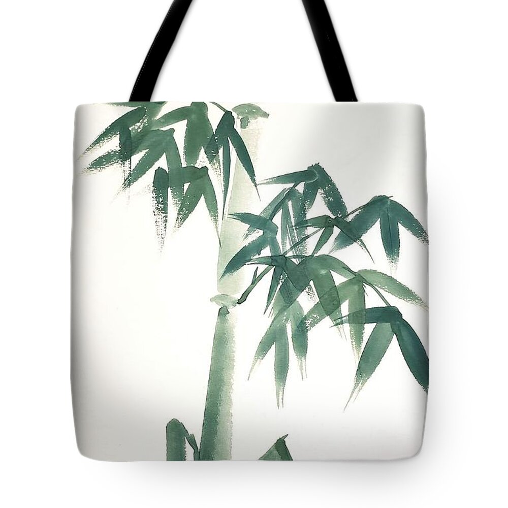 Strength Tote Bag featuring the painting Lucky Bamboo #1 by Margaret Welsh Willowsilk