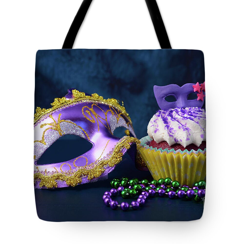Bead Tote Bag featuring the photograph Mardi Gras Cupcakes #1 by Milleflore Images