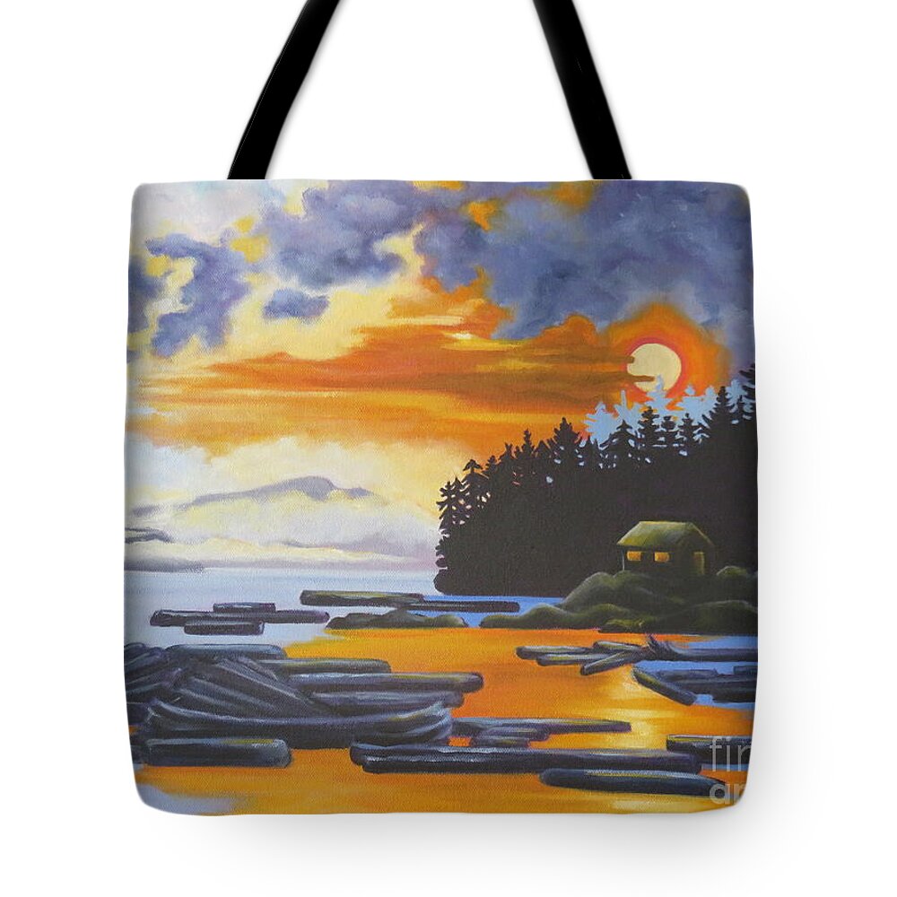 West Coast Tote Bag featuring the painting Marine Solitude 1 #1 by Elissa Anthony