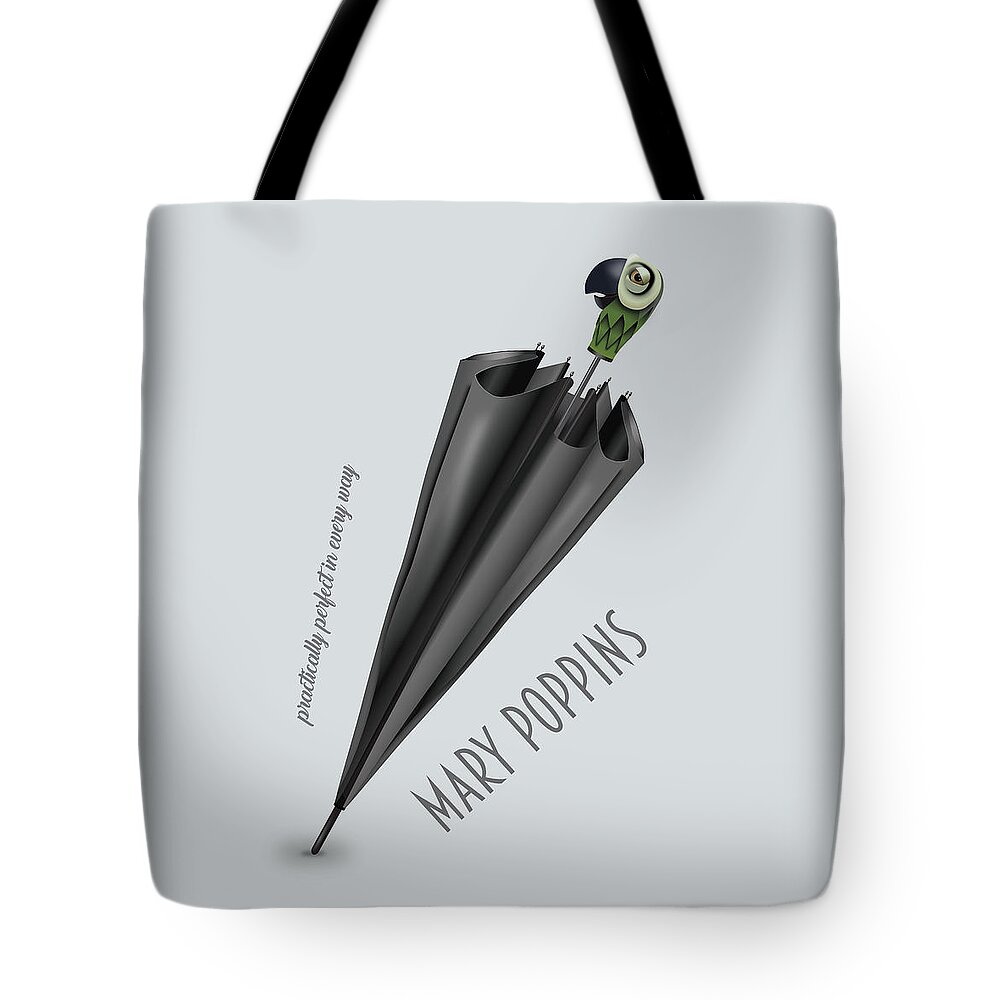 Mary Poppins Tote Bag featuring the digital art Mary Poppins - Alternative Movie Poster by Movie Poster Boy