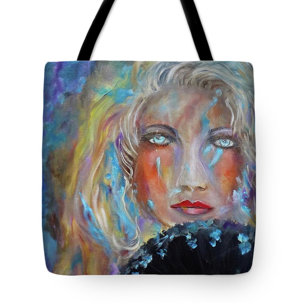 Dreamy Eyes Tote Bag featuring the painting Mysterious Eyes #1 by Jenny Lee