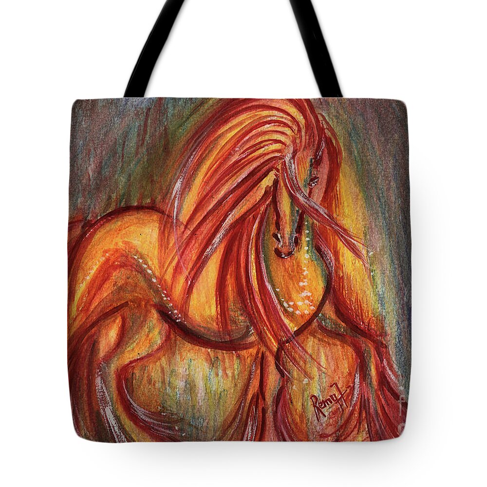 Horse Painting Tote Bag featuring the painting Mystic Horse #1 by Remy Francis