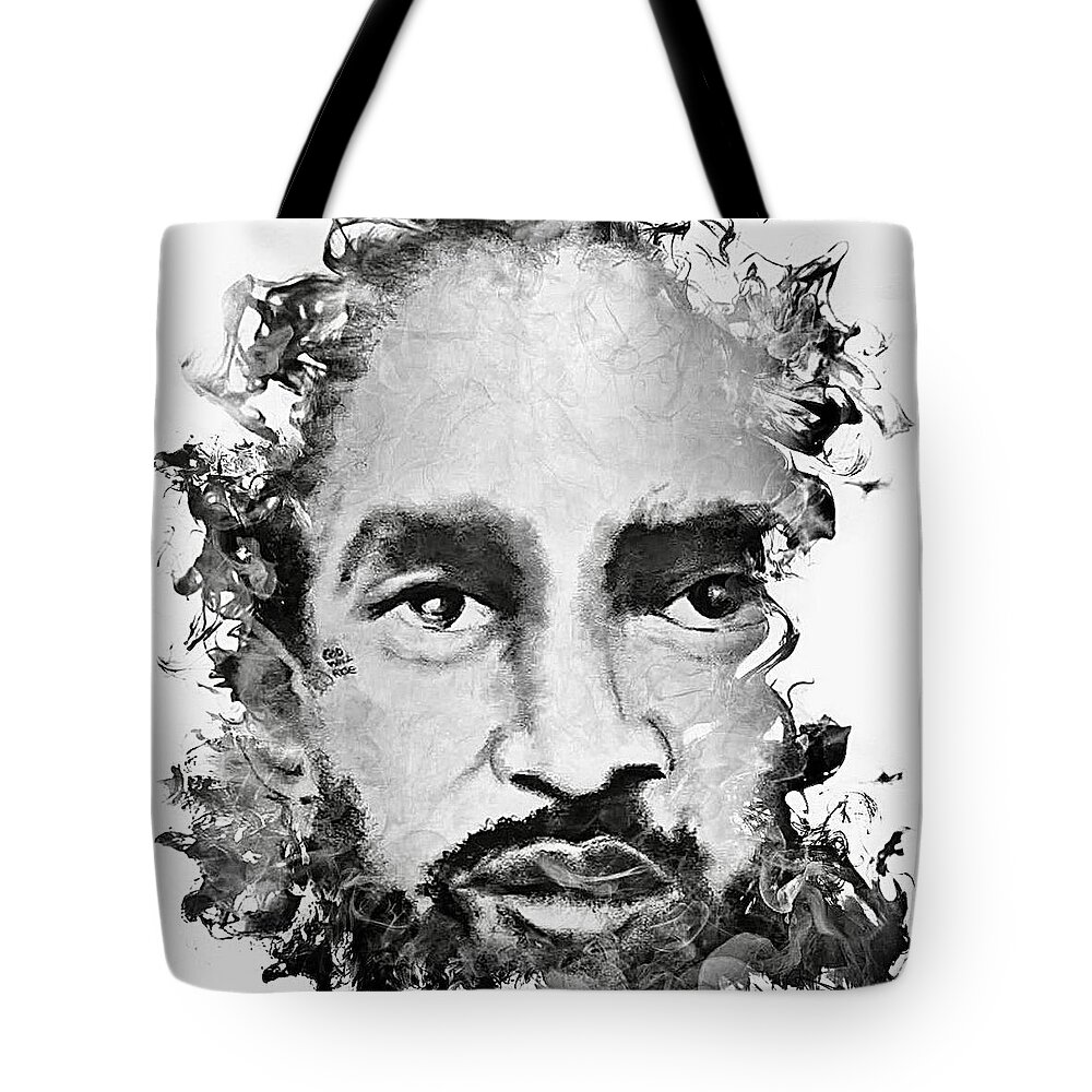  Tote Bag featuring the mixed media Nipsey by Angie ONeal