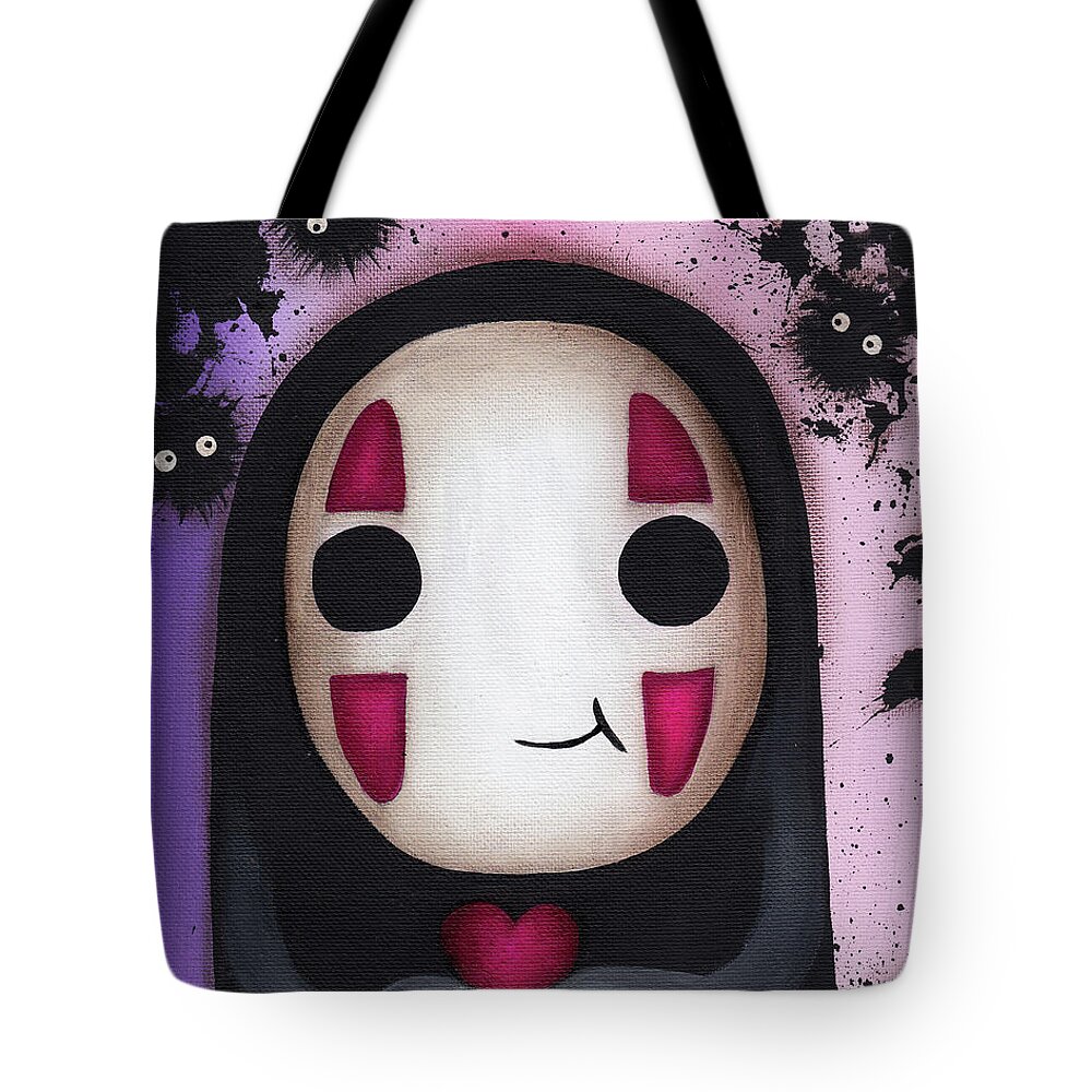 No Face Tote Bag featuring the painting No Face with a heart by Abril Andrade