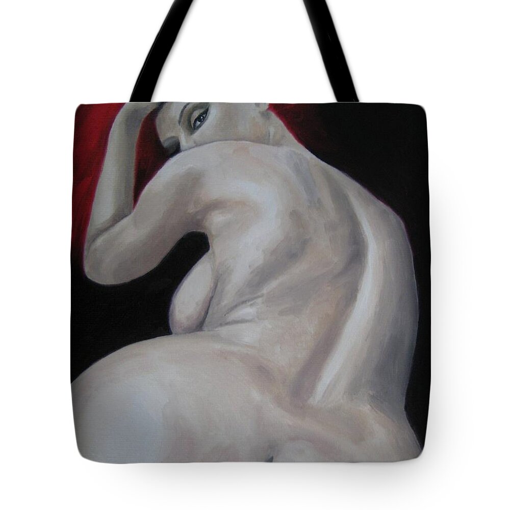 Noewi Tote Bag featuring the painting Nude Redhead by Jindra Noewi