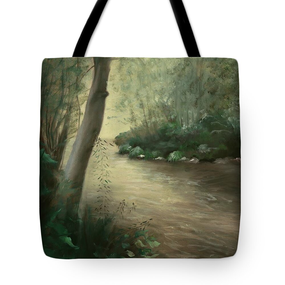 Oak Creek Canyon Tote Bag featuring the painting Path to Tranquility by Juliette Becker