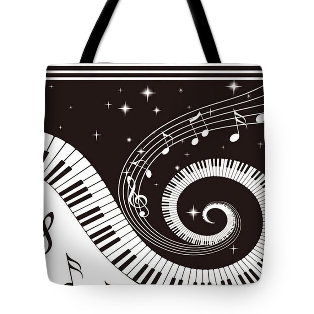 Piano Tote Bag featuring the digital art Piano keys design by Mopssy Stopsy