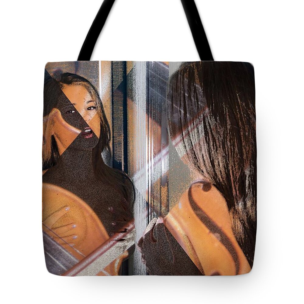 Fractal Tote Bag featuring the digital art Pink Lipstick Violin #1 by Stephane Poirier