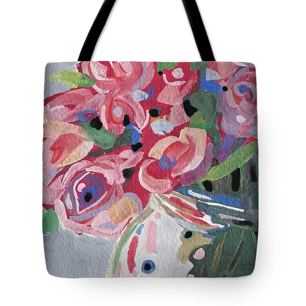 Still Life Tote Bag featuring the painting Pink Roses by Sheila Romard