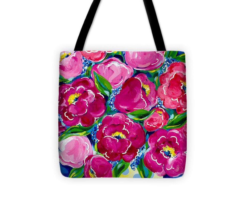 Floral Tote Bag featuring the painting Polka Dot Bouquet by Beth Ann Scott