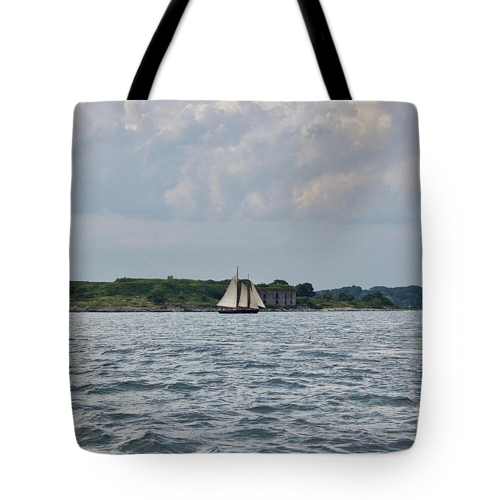  Tote Bag featuring the pyrography Portland Harbor by Annamaria Frost