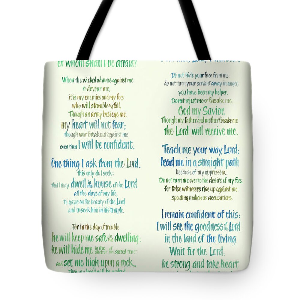 Psalm Tote Bag featuring the painting Psalm 27 by Judy Dodds