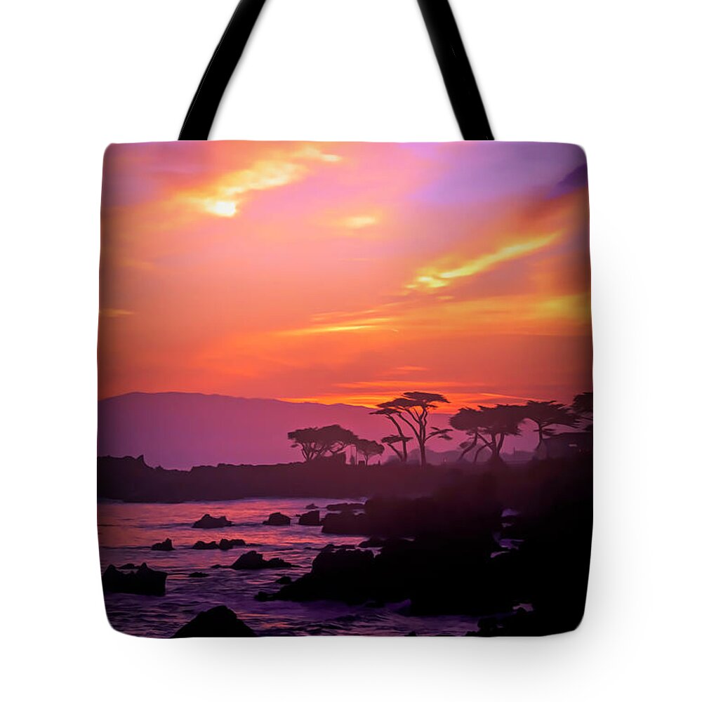 Purple Sunrise Of Pacific Grove Tote Bag featuring the photograph Purple Sunrise of Pacific Grove #1 by Barbara Snyder