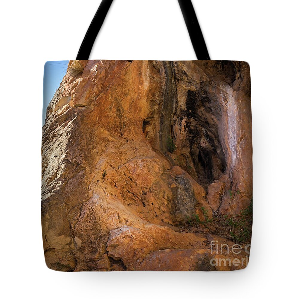 Mountains Tote Bag featuring the photograph Red-brown rock formation 3. Abstract mountain beauty by Adriana Mueller
