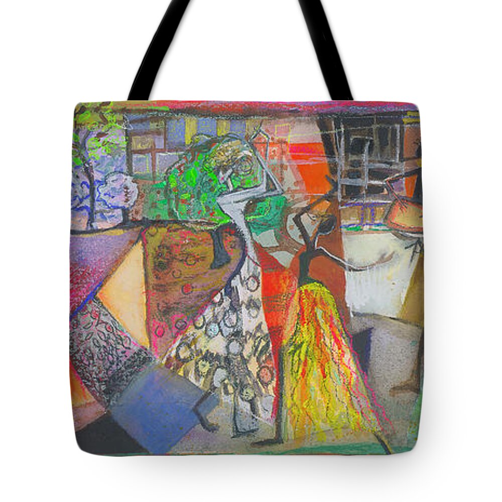 Calypso Music Tote Bag featuring the painting Rhythms by Cherie Salerno