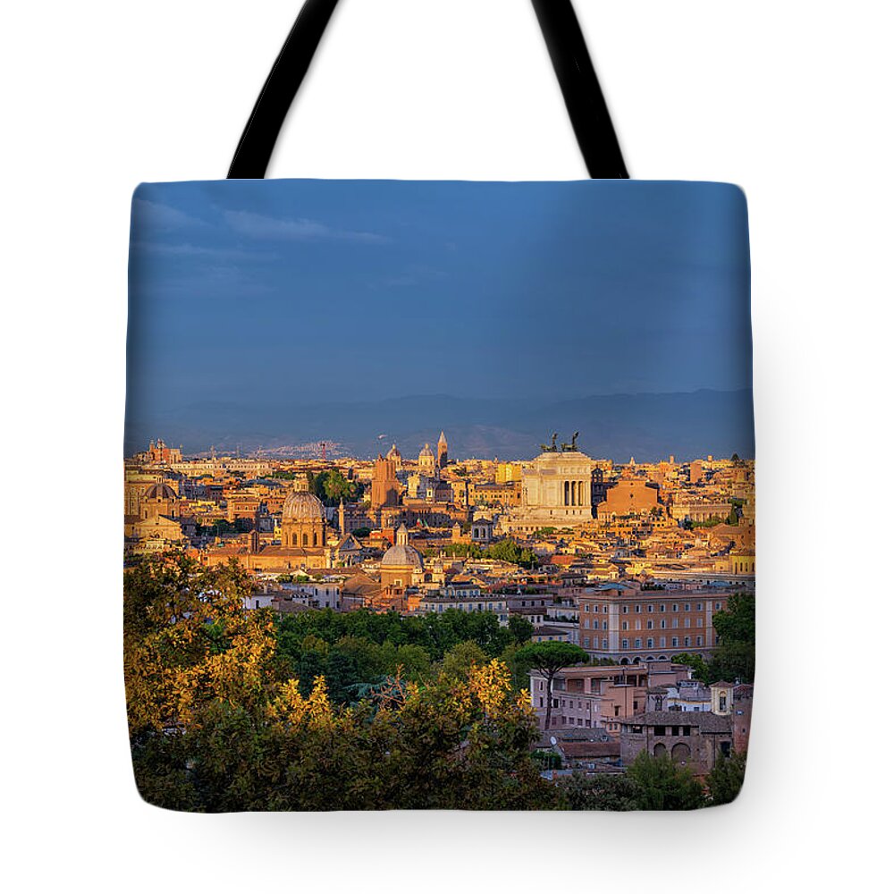 Rome Tote Bag featuring the photograph Rome Cityscape At Sunset In Italy #1 by Artur Bogacki