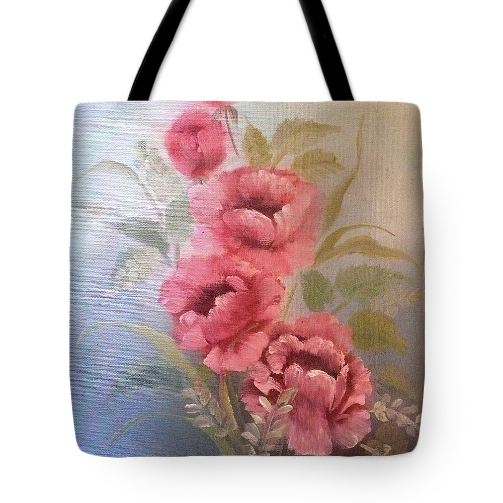 Basket Tote Bag featuring the painting Stem Roses  by Joel Smith