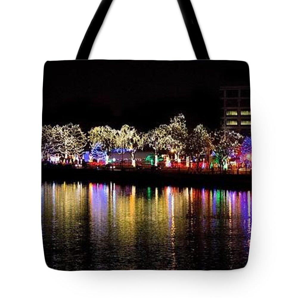 Rotary Light Riverside Park La Crosse Wi Tote Bag featuring the photograph Rotary Lights 2 #1 by Phil S Addis