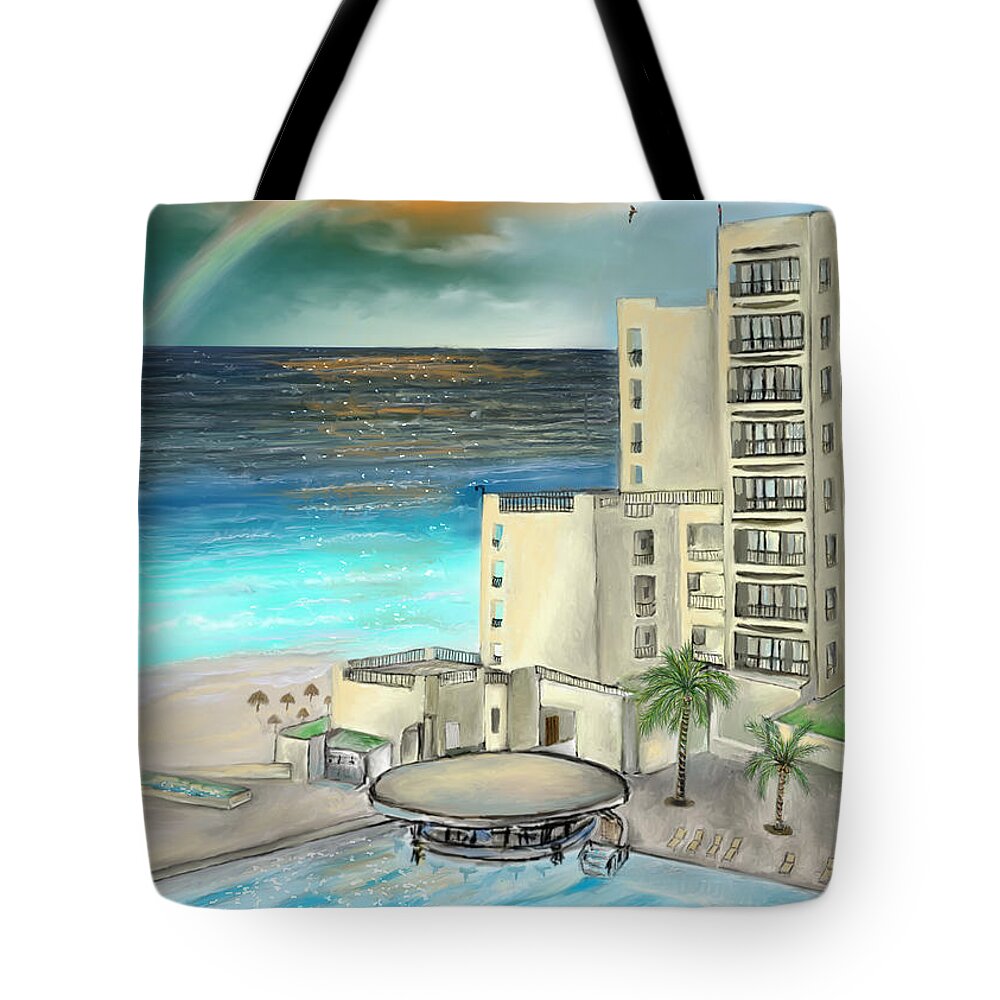 Travel Tote Bag featuring the digital art Royal Sands Cancun #1 by Darren Cannell