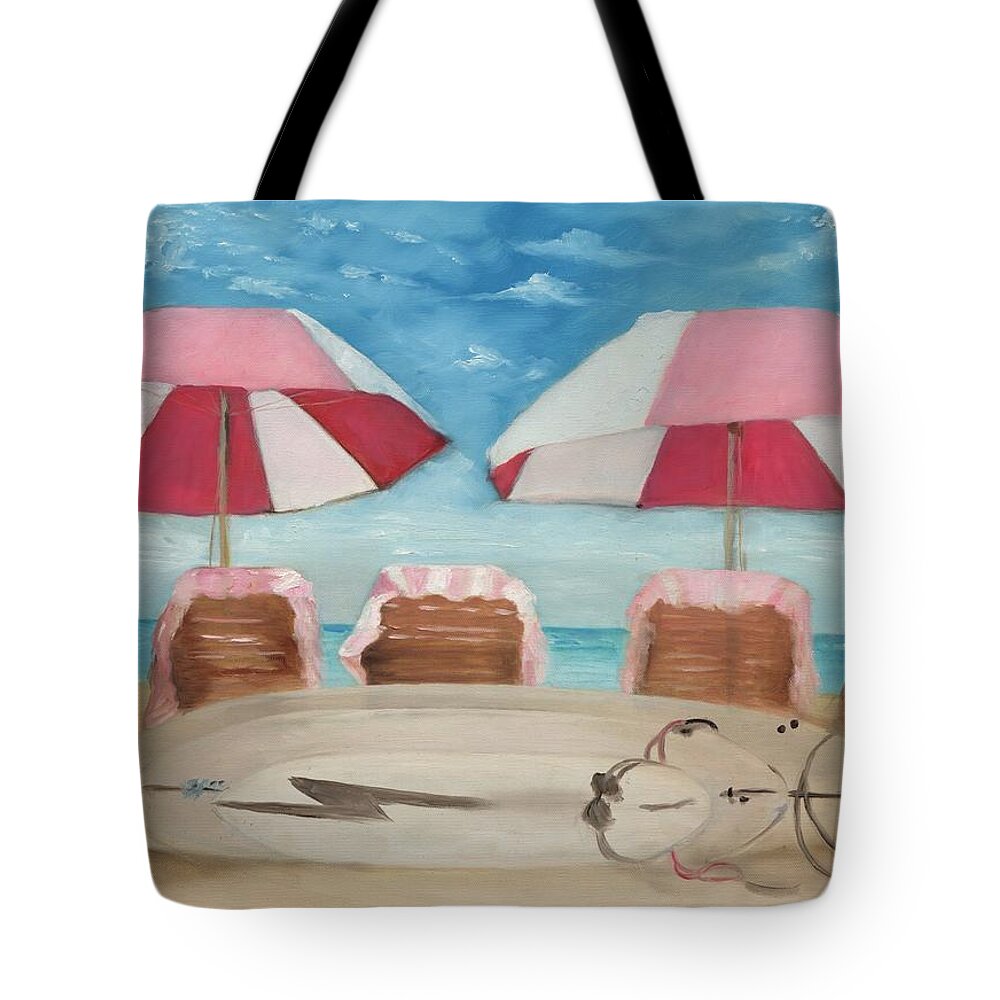 Hawaii Tote Bag featuring the painting Royal Umbrellas by Juliette Becker