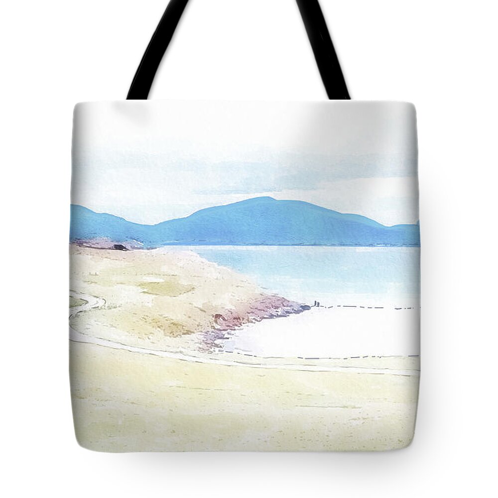 Scottish Tote Bag featuring the digital art Scottish West Coast Beach by John Mckenzie