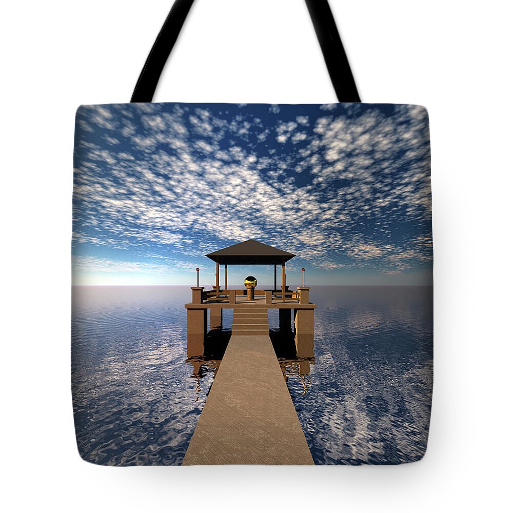 Vacation Tote Bag featuring the digital art Seaside Villa by Phil Perkins
