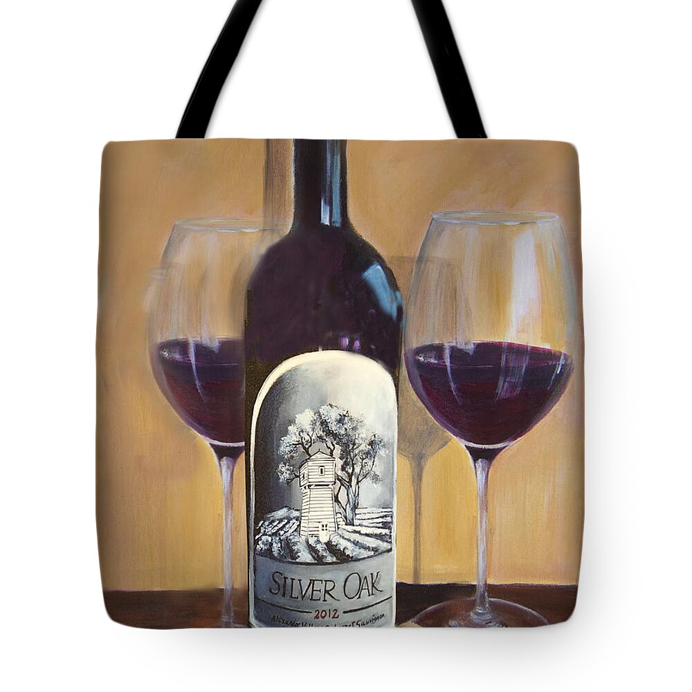 Wine Tote Bag featuring the painting Silver Oak #1 by Sheri Chakamian