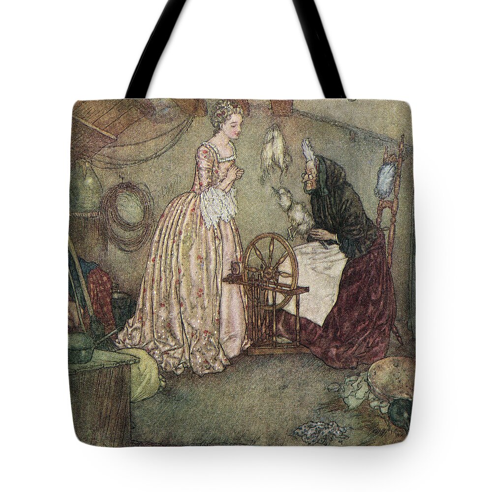 18th Century Tote Bag featuring the drawing Sleeping Beauty, c1915 #1 by Edmund Dulac