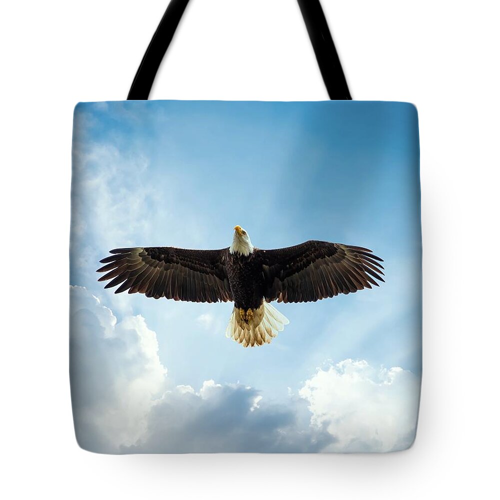 Soaring In The Clouds Tote Bag featuring the photograph Soaring in the Clouds #1 by Lynn Hopwood