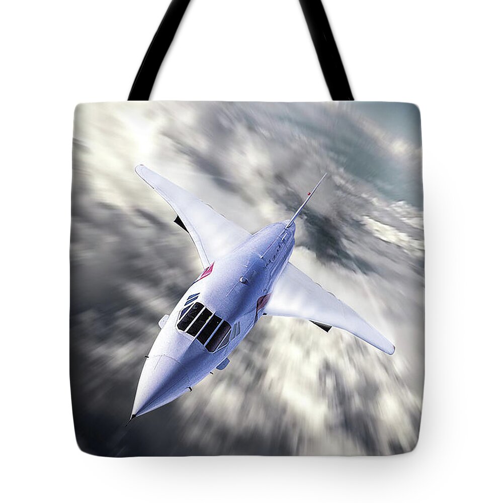 Concorde Tote Bag featuring the digital art Speedbird Concorde #1 by Airpower Art