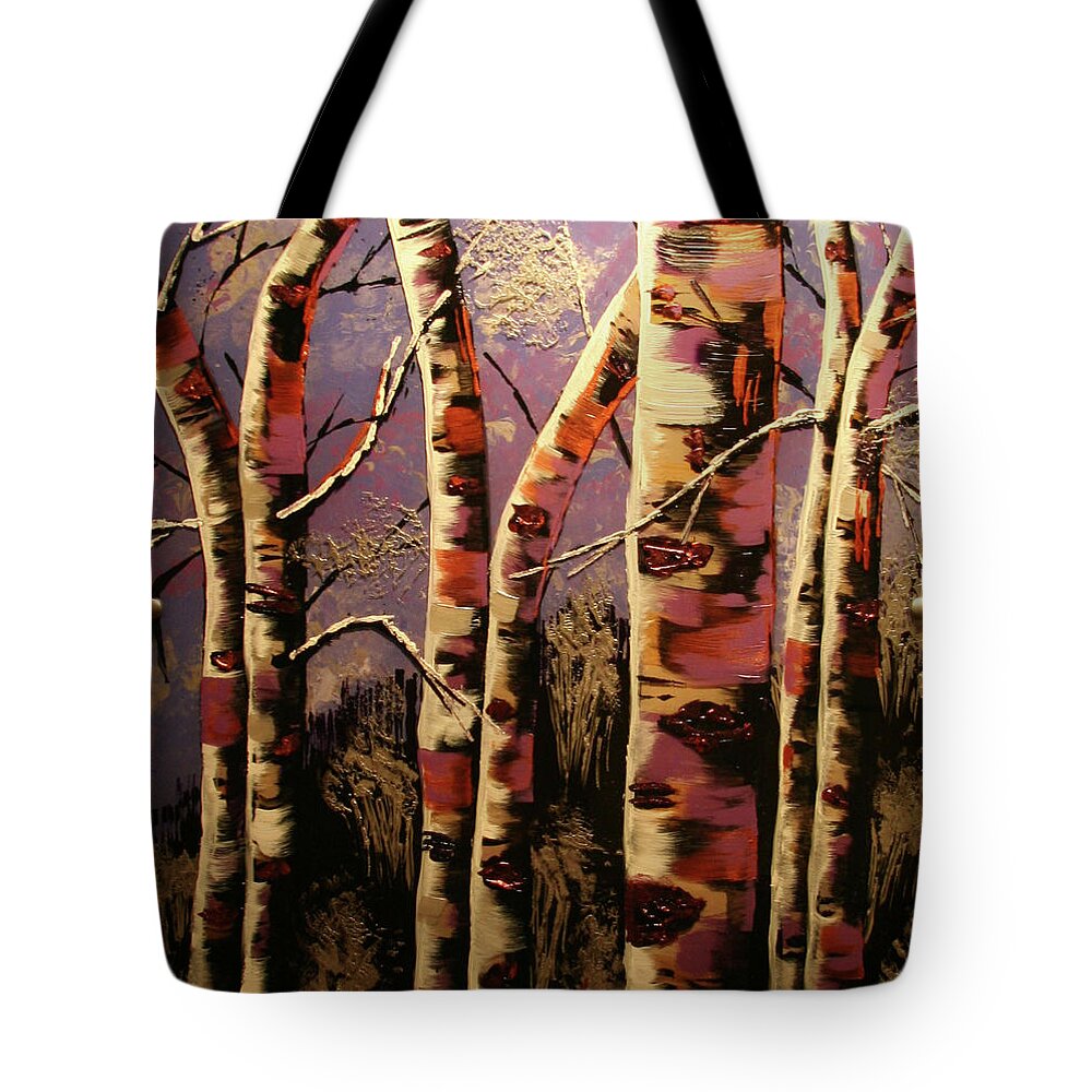 Aspen Tote Bag featuring the painting Silvery Aspen by Marilyn Quigley