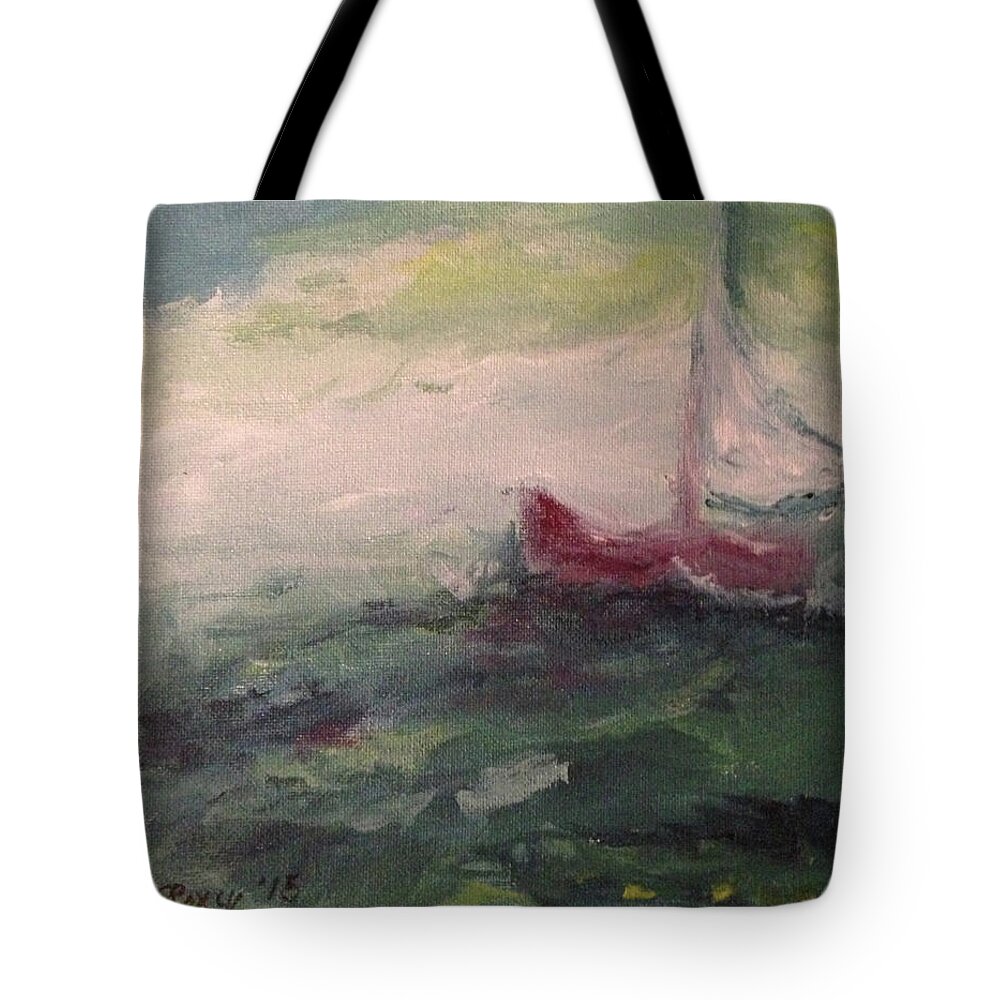 Impressionism Tote Bag featuring the painting Stormy Sailboat by Roxy Rich