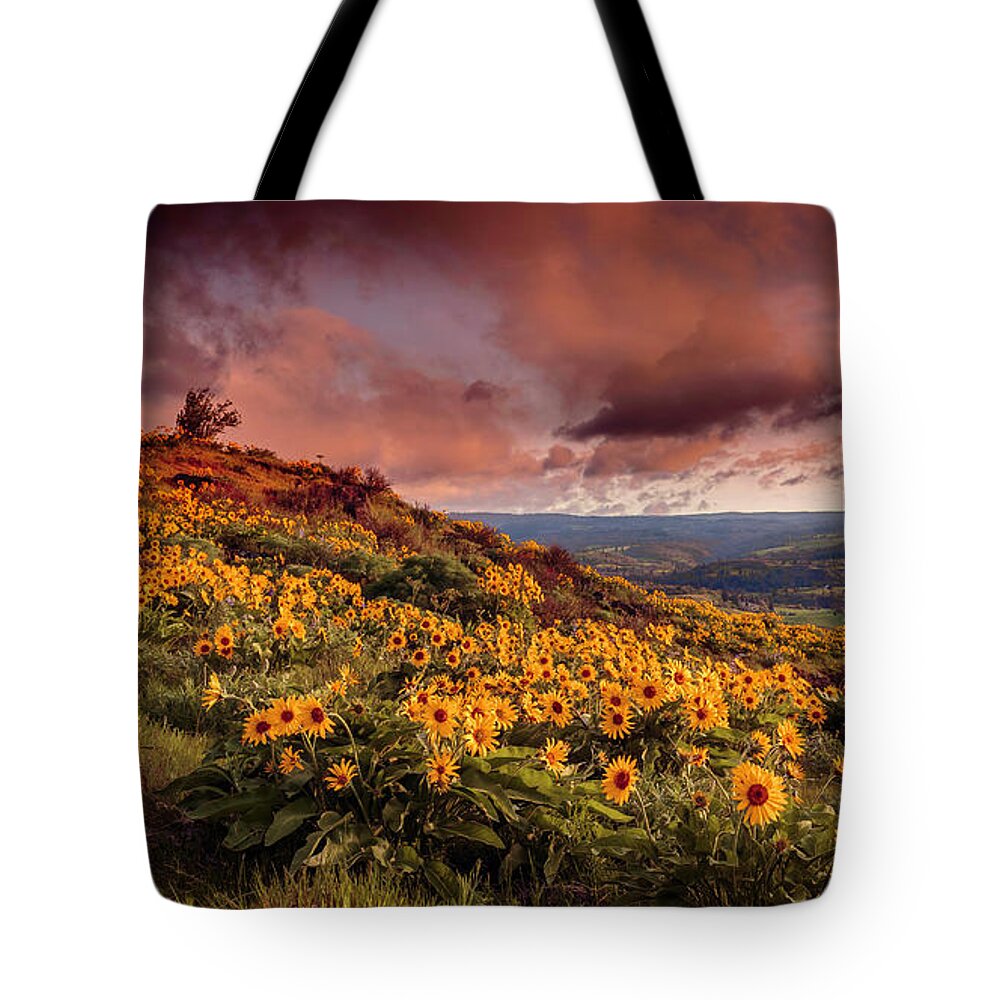 Rowena Crest Sunrise Tote Bag featuring the photograph Rowena Crest Sunrise by Wes and Dotty Weber