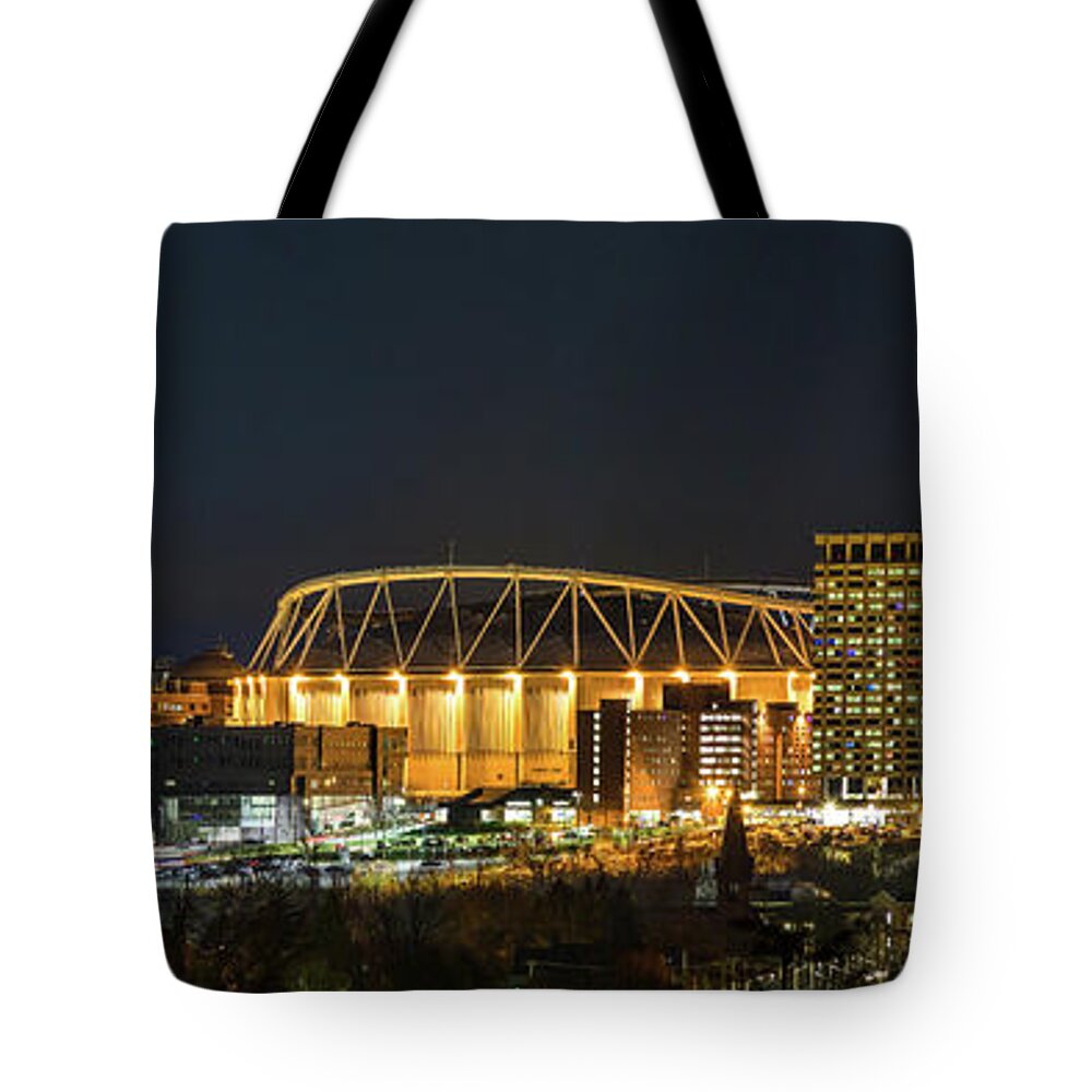 Cityscape Tote Bag featuring the photograph Syracuse Skyline and Carrier Dome by Rod Best