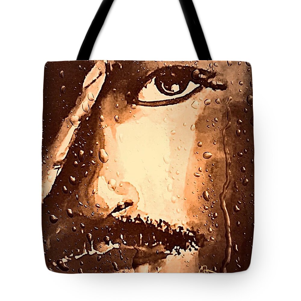  Tote Bag featuring the painting Tears by Angie ONeal
